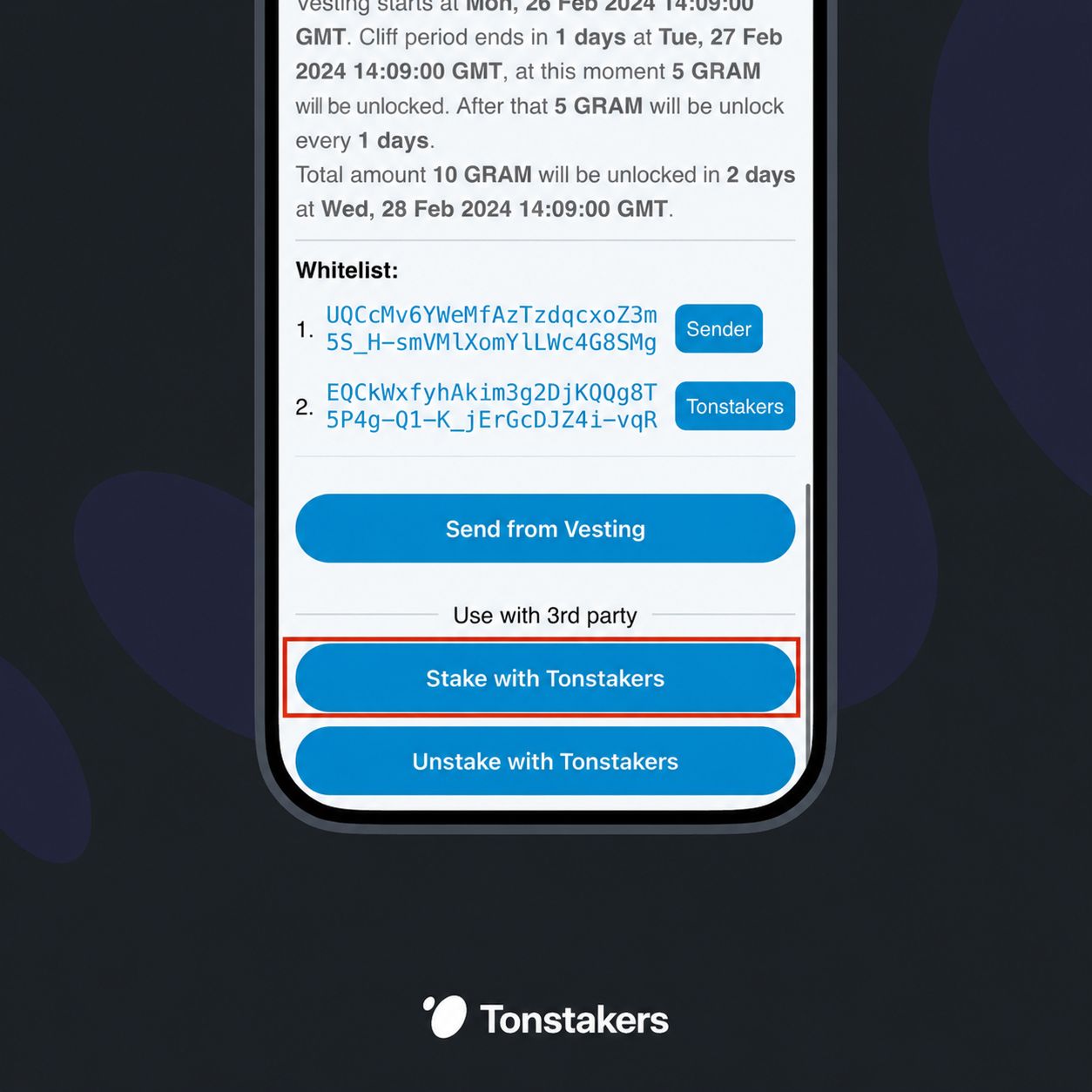 tonstakers-vesting
